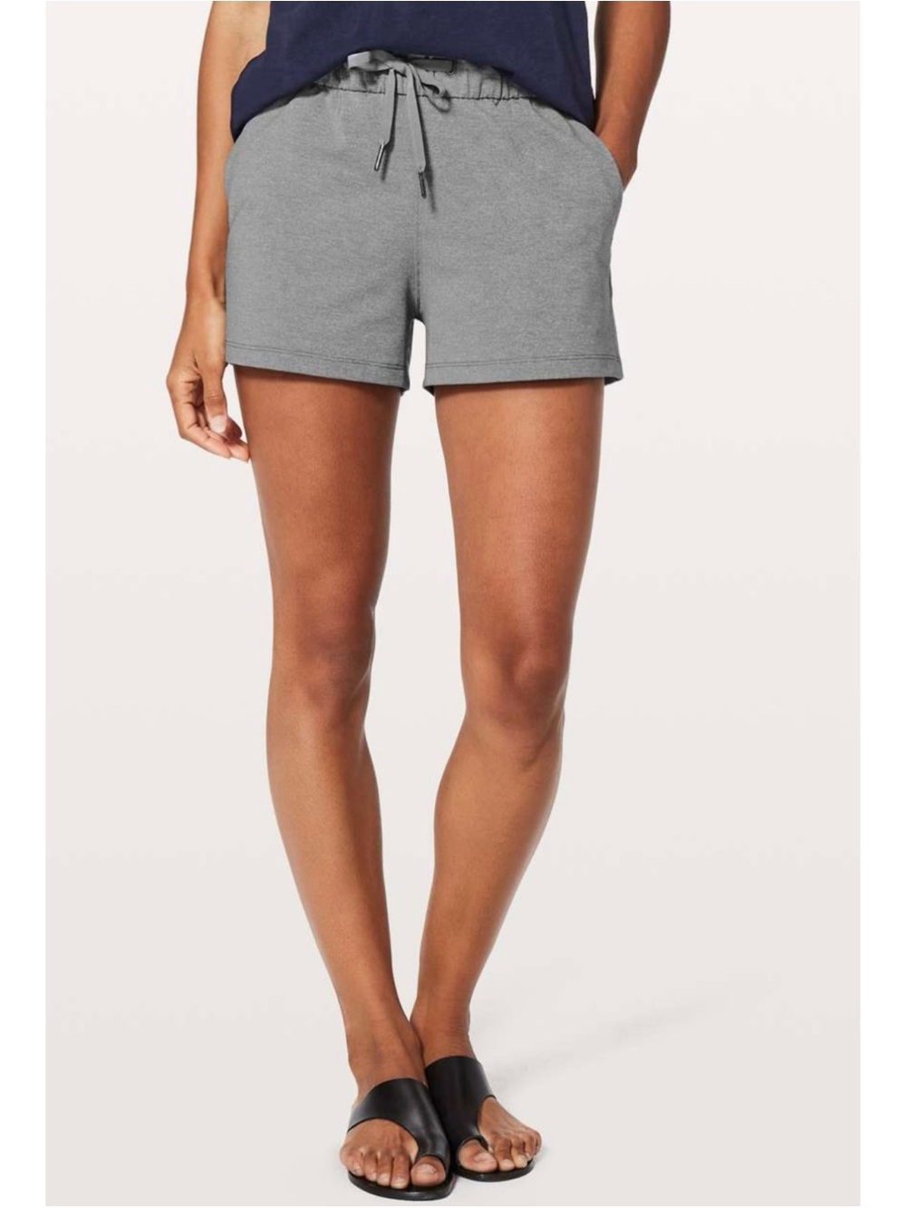 Lululemon On The Fly Short 2.5” Size 10 Heathered Slate Drawstring Pockets Golf